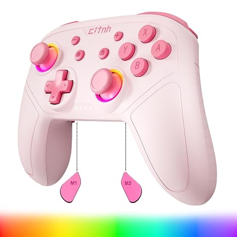 linhugame Wireless Controller For Switch 1/2/Lite/OLED/Steam/PC-Pink