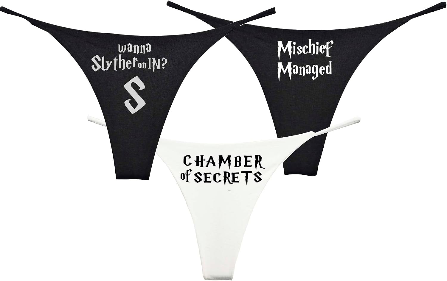 Mischief Managed Womens Thongs Movie Chamber Slyther Set of 3 Pack