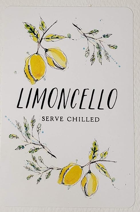 Limoncello Labels - Lemons on Vines. 3" x 2" - 12 / Package (12)