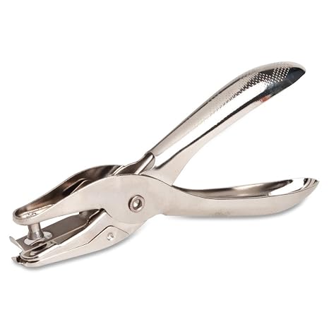 Business Source Ticket Punch, Single Hole, Round, 1/4" Hole, Silver (62895)