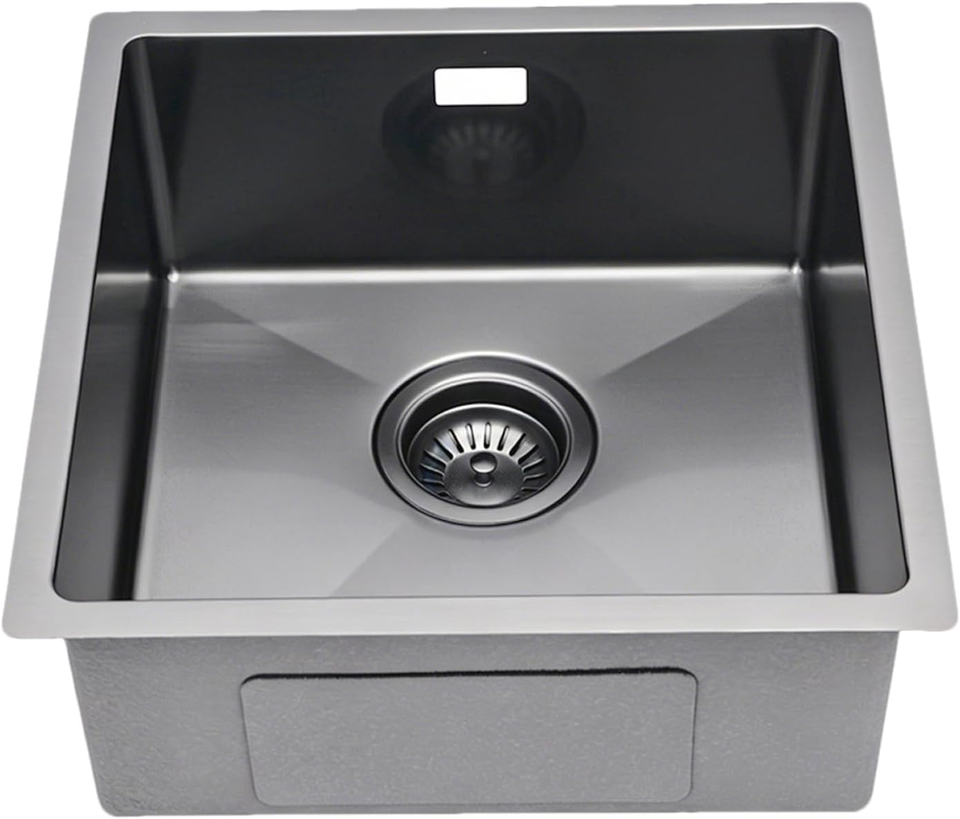 Sarlai 304 Stainless Steel Kitchen Sink, 50x43 CM Black Kitchen Sink Sinlge Bowl with Overflow, Undermount &amp; Flush Mount Outdoor Campervan Bar Sink Basin with Drainer Fittings, 1.0 Bowl