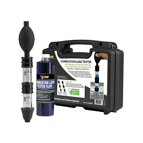 UView 560000 Automotive Combustion Leak Test Kit for Cylinder and Gaskets Heads and Gas/Diesel Engine Block Leaks, Dual-Chamber Tester Filters Alkaline Particles, 16oz Testing Fluid