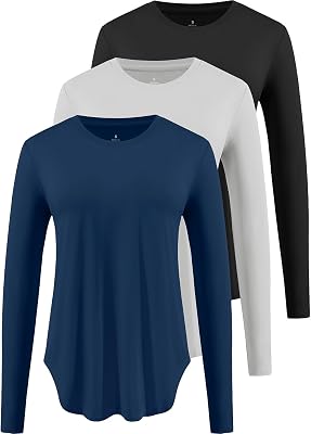 Star Vibe Womens Quick-Dry UPF 50 Long Sleeve Workout Tops Lightweight Athletic Shirts Gym Hiking Outdoor 3 Pack