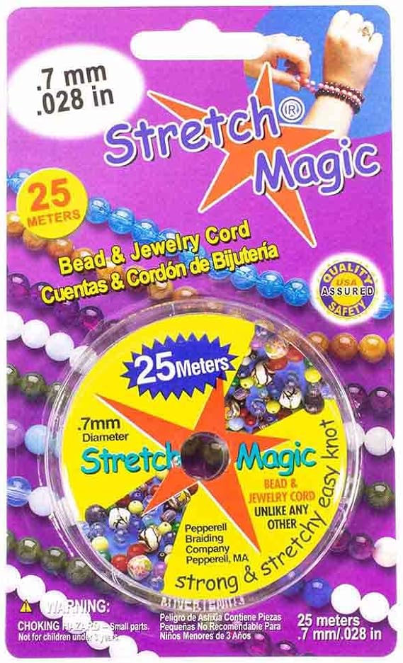 Craft County Pepperell Stretch Magic Bead Jewelry Elastic Cord String Line Clear Pearl Black PRL-SMF25-01-~CC_BB923, 0.7mm x 25 Meters