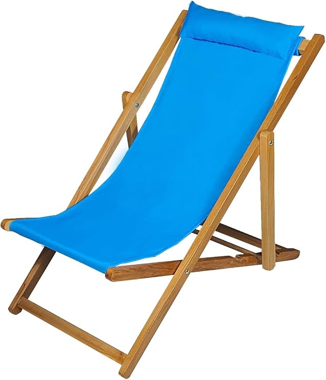 Bysay AhŞap Katlanabİlİr TaŞinir Şezlong. Plaj, BahÇe, Teras, Balkon Şezlongu. (turkuaz)