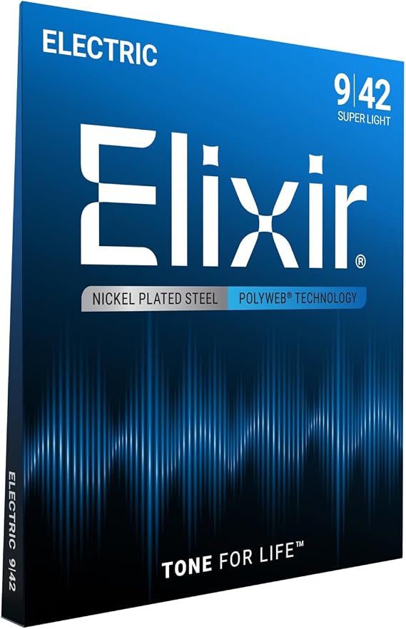 Elixir Strings Electric Guitar Strings, 6 String, Super Light POLYWEB Coating