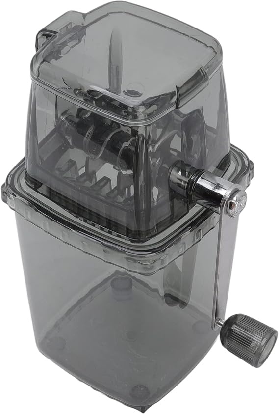 Hand Crank Ice Crusher, Portable Ice Crusher Ice Shaver Machine Crushed Ice Maker Transparent Ice Breaker Stainless Steel Blades for Creating Drinks Ice Platters Coctails Outdoor Picnics Home (Grey)