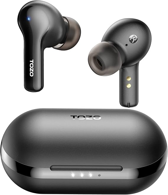 TOZO A2 Mini Wireless Earbuds, Ultra Lightweight Bluetooth 5.3 Headphones | Comfortable Fit Ear buds, Clear Calls with Built-in Mic, Immersive Premium Sound, 20H Playtime, in Ear Headset, Black