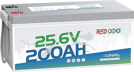 Redodo 24V 200Ah Deep Cycle LiFePO4 Battery, 200A BMS, for RV, Solar Backup | Group 8D, Up to 15000 Cycles, IP65 Waterproof, Max.4P2S, 5120Wh, for Marine, UPS, Off Grid