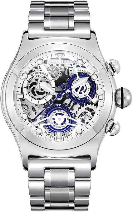 REEF TIGER Sport Watch for Men Skeleton Automatic Watch Luminous Steel Bracelet Watches RGA792