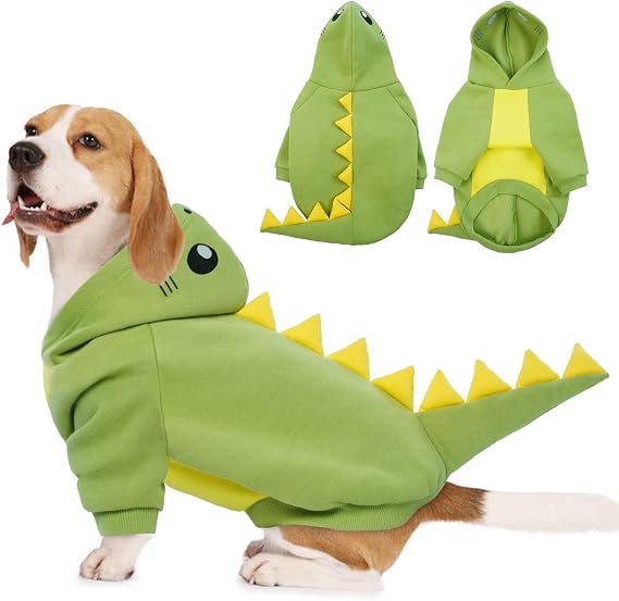 Lelepet Dog Dinosaur Costume Large Dog Halloween Costume Warm Fleece Hoodie