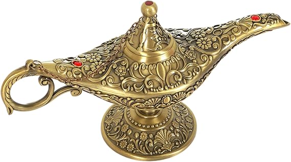 Aladdin Lamp, 8.3x4.3 Inch Vintage Genie Lamp, Zinc Alloy Desktop Decor for Home Office Birthday Gifts Desktop Decor Genie Home Aladdin