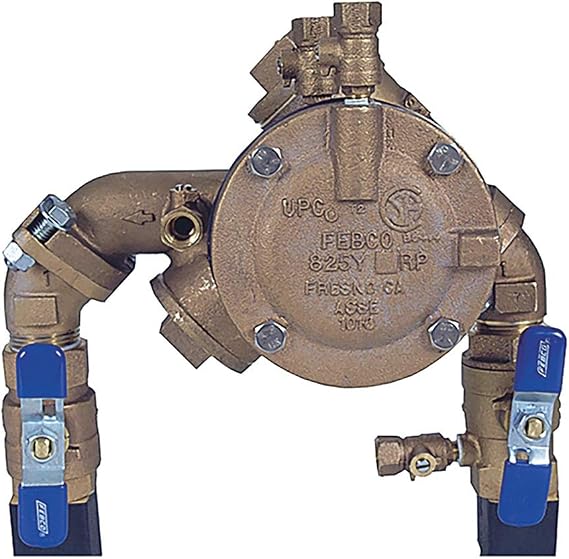 Febco 825YA Bronze RPZ Backflow Preventer 1", Flanged Angle Union