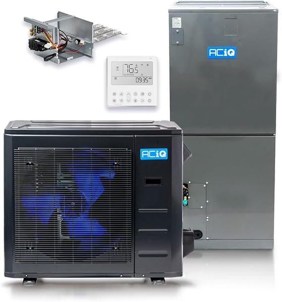 ACiQ Inverter 3 Ton 16.1 SEER2 Central AC Heat Pump System, 5kW & Thermo | R454B High Efficiency Inverter with Multi-Positional Air Handler, Complete Central Air Conditioner Heat Pump Split System