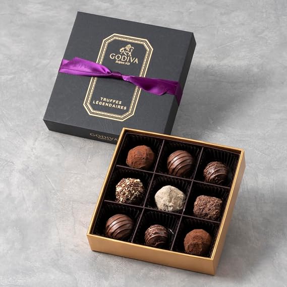 GODIVA Legendale Truffles 9 Pieces Sweets, Gift Present
