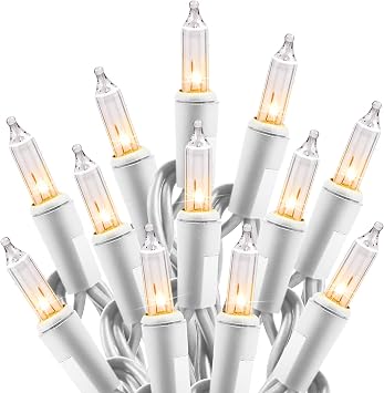 Minetom Clear Christmas Lights Set 100 Count 20 Feet Incandescent Bulb Mini String Lights for Indoor Christmas Tree Garland Birthday Wedding Party Festival Decoration, White Wire