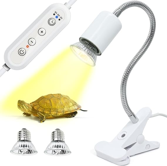 50W UVB/UVA Heat Lamp with Timer for Turtles & Reptiles White