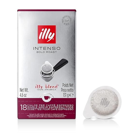 illy E.S.E. Coffee - Single-Serve Capsules & Pods - Intenso Dark Roast - Notes Of Cocoa & Dried Fruit - For E.S.E Machines - Extraordinary Aroma & Body 18 Count | 100% Arabica, Premium Italian Coffee, Single Serve, Coffee Pods