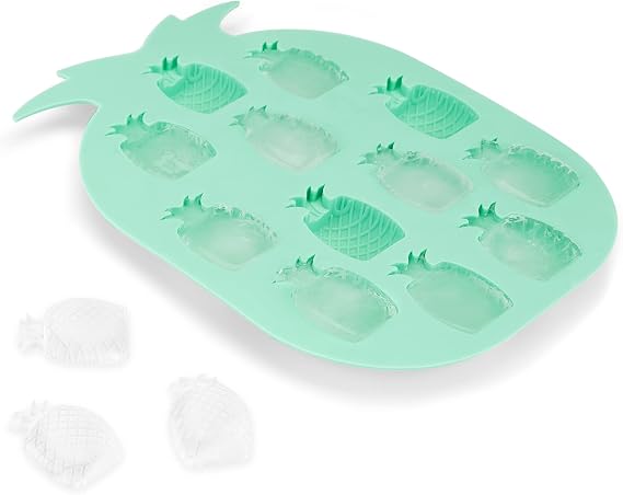 Blush Silicone Mold Pineapple Ice Cube Tray Shapes- Makes 12 Pineapple Ice Cubes - Dishwasher Safe Silicone Reusable Ice Cube Mold Aqua Set of 1