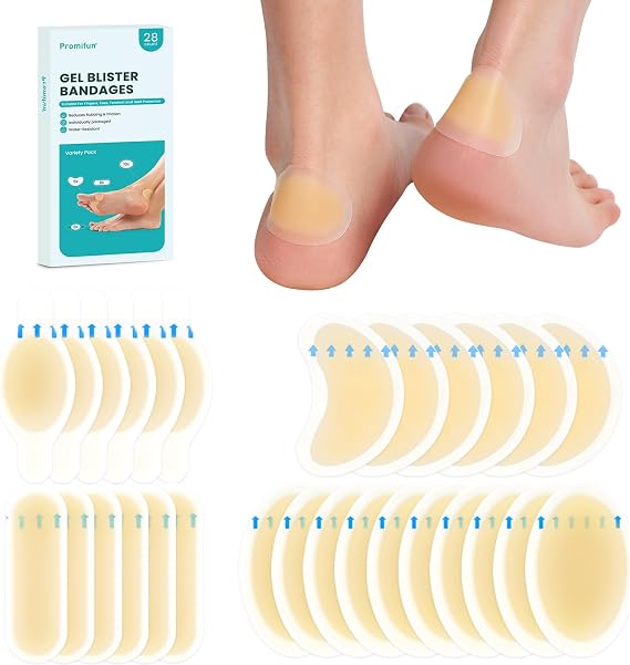 28 Pieces Blister Plasters - Invisible Hydrocolloid Gel Bandages for Heel, Foot, and Toe - Waterproof Blister Cushion Pads for Skin Protection and Fast Healing