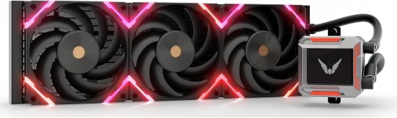 Valkyrie Syn 360 ARGB 360mm AIO CPU Liquid Cooler 2.4" LCD Screen 3120mm ARGB PWM Fans 300W TDP AMD AM5, AM4 Intel LGA 1851, 1700, 1200/1151 Compatible Sync Ready | Black