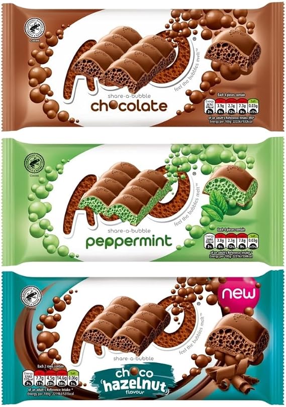 Chocolate Bars - Chocolate, Delightful Peppermint, Choco Hazelnut - Pack of 3, 90g