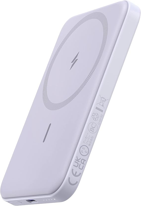 Anker 621 MagGo Power Bank, 5,000mAh Magnetic Portable Charger | Travel Essential Battery Pack with USB-C Cable, Compatible with iPhone 16 / 15 / 14 / 13 / 12 Series