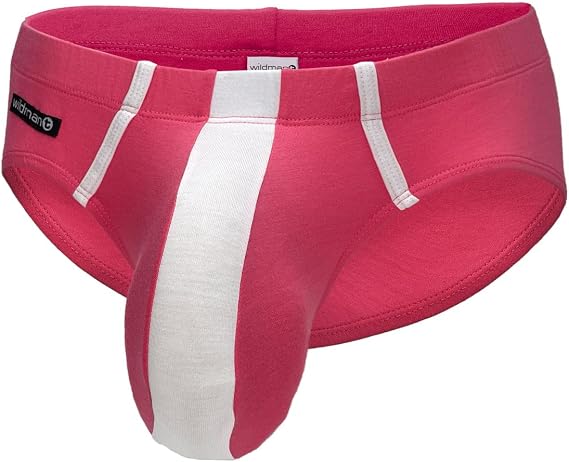 Wildmant Big Boy Pouch Modal Briefs Pink and White