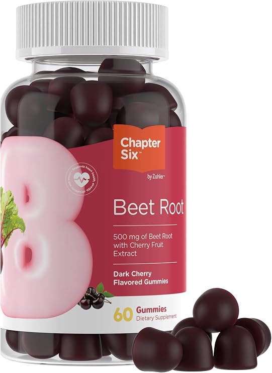 Zahler Chapter Six Beet Root Gummy, 500 mg of Beet Root with Cherry Fruit Extract, 60 Dark Cherry Flavored Gummies.