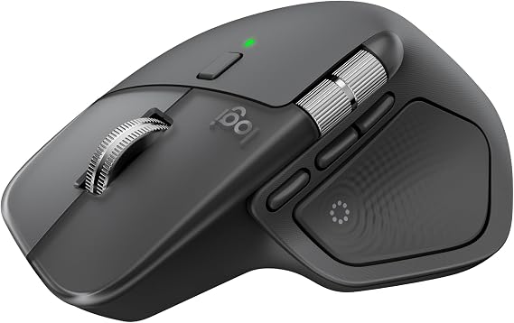 Logitech MX Master 4 Dokunsal Geri Bildirim Özellikli Kablosuz Mouse, Bluetooth, Ultra Hızlı Kaydırma, Çoklu Cihaz Özelliği, 8000 DPI, Optik Sensör, Sessiz, Koyu Gri