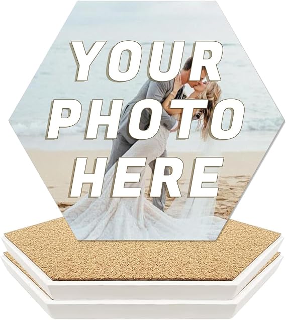 Custom Coasters, Personalized Ceramic Coasters for Crafts, Customized Drink Coaster with Your Photo, Text and Logo, for Weddings, Bars, Homes, Offices