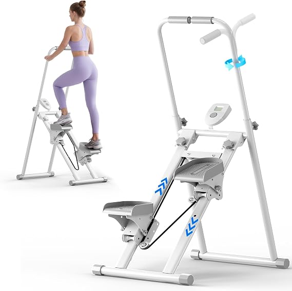ZCMHAXJ Foldable Stair Stepper for Home, Adjustable Stair Climber with 4 Heights & 3 Angles, Compact Folding Vertical Stair Master for Exercise at Home for Full-Body Workout