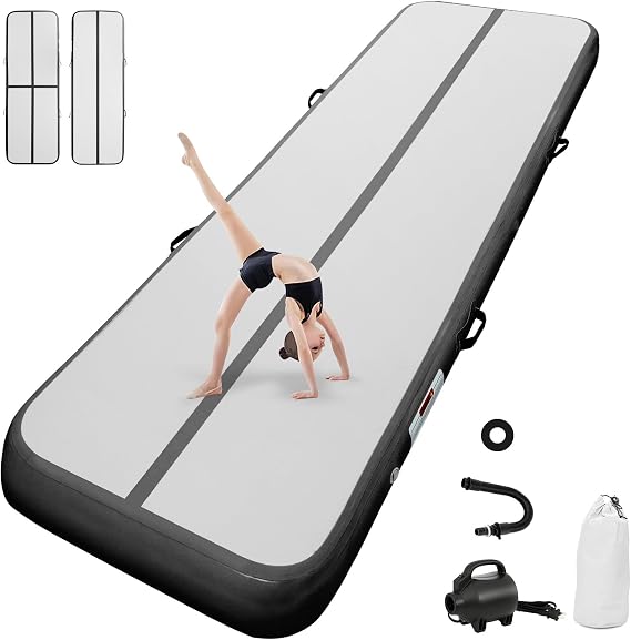 Inflatable Tumbling Gym Mat 10cm/20cm high 2M/3/4M/5M/6M/7M/8M/9M/10M/11M/12M Inflatable Air Gymnastics Mat Training Mats Gymnastics tumbling mat with Air Pump