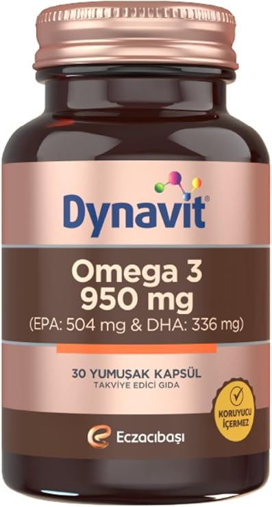 Dynavit Omega 3 950 mg 30 Soft Capsule - High EPA & DHA - 1400mg Fish Oil