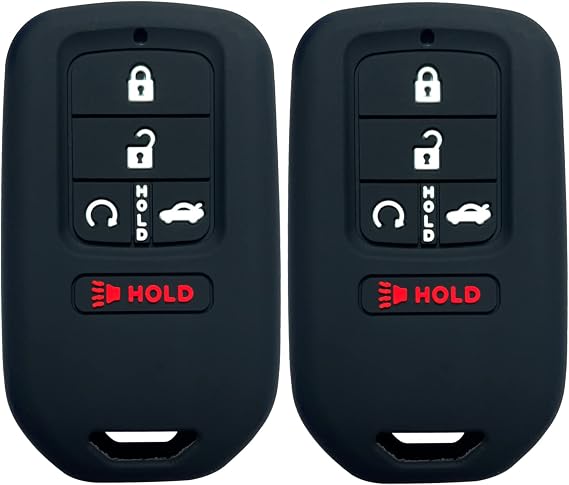 2Pcs Coolbestda Silicone Full Protective Key Fob Remote Cover Case Skin Jacket for 2017 2018 2019 2020 2021 Honda Civic Accord Pilot CR-V 5 Buttons Smart Key A2C81642600