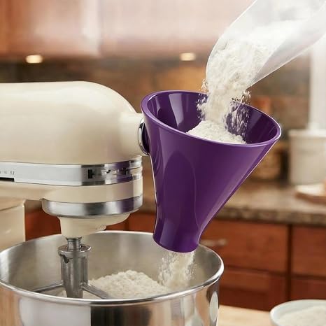 Funnel for Kitchen Aid Mixer KSM150 5 - Stand Mixer Attachment Funnel,Guided Pouring Tool for Flour, Egg Liquid & Dry Ingredients,Mess-Free Baking Accessory (Purple)