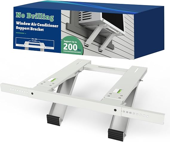 Window Air Conditioner Bracket, No Drilling Window AC Support, Heavy Duty AC Support Bracket, Fits Single & Double Hung Windows, Up to 200 lbs, Universal Fit 5,000 to 22,000 BTU Units