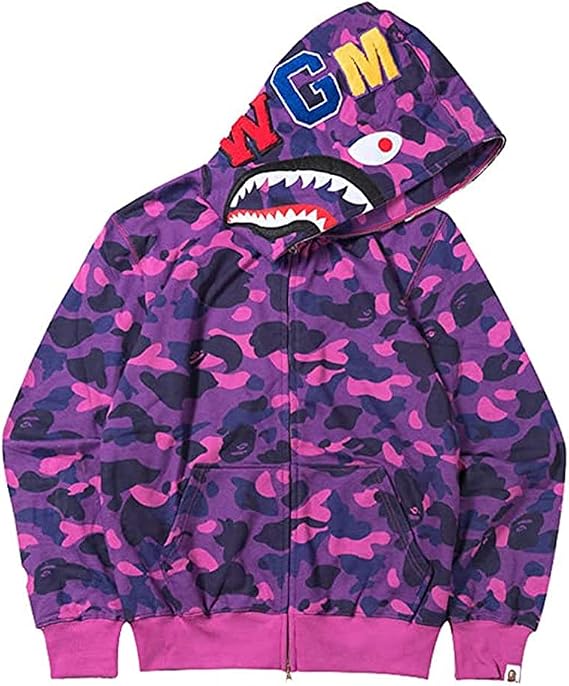 Unisex Junior Camo Jacket Hoodie Sweatershirt Full Zip Up Sweatshirt