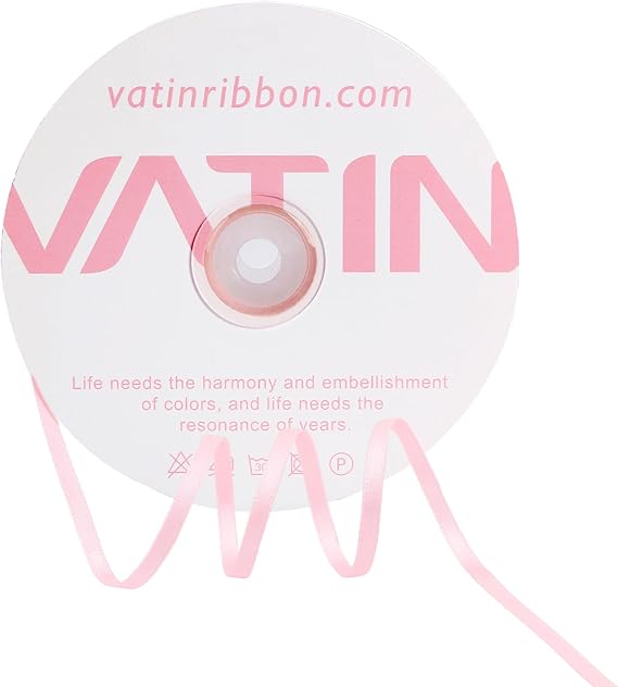VATIN Pink Satin Ribbon 1/8 Inch x 100 Yards for Gift Wrapping