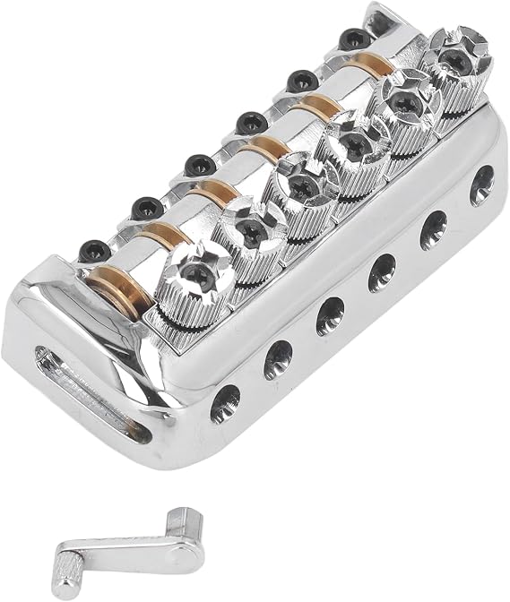 6 String Headless Guitar Bridge Tailpiece, Zinc Alloy Bridge Tailpiece for Electric Guitars (Silver)