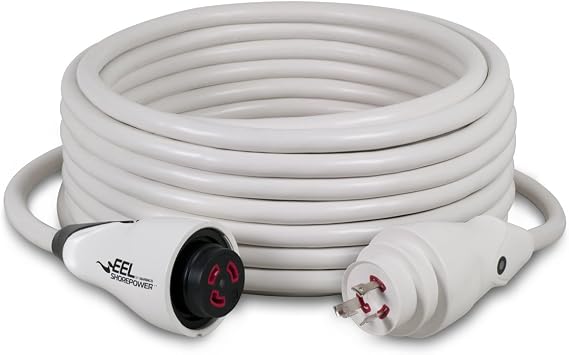 Marinco CS30-50W EEL Cordset, 30A 125V, 50', White
