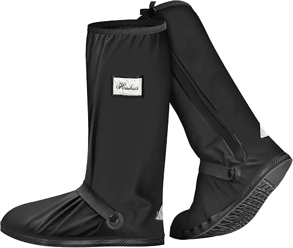 Rain Overshoes Waterproof Shoes Boots Covers Footies Mudsavers Feet Gaiters Men Women for Rain Snow Mud Sand Black (Black, L)