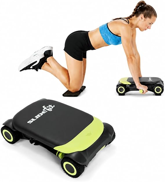 WONDER CORE Slide Fit, Ab Roller Board with 4 Wheels, Automatic Rebound Abdominal Wheel for Core Workout, Ab Exercise Equipment, Abdominal Exerciser, Heroboard Fitness Rolling Board with Knee Pad