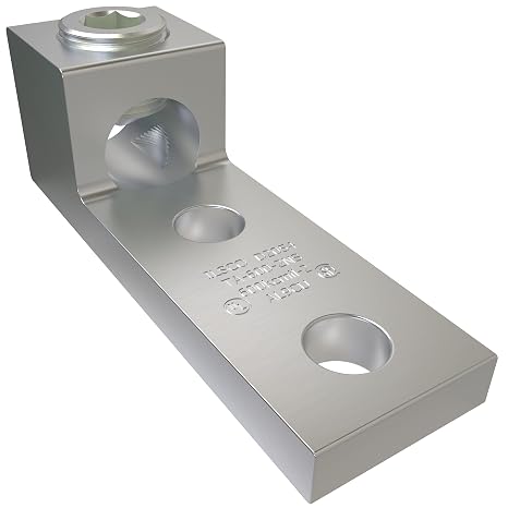 ILSCO TA-600-2NS-EC Aluminum Mechanical Lug, Conductor Range 600-2, 1 Port, 1 Hole, 3/8in Bolt Size, Tin Plated, UL, CSA