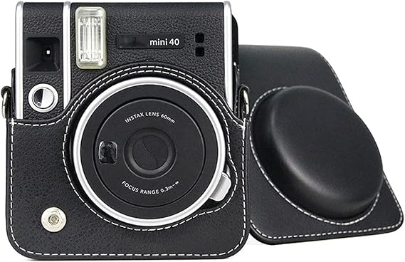 Camera Case for Fujifilm Instax Mini 40 Case, Leather Camera Case with Removable Shoulder Strap (Black)