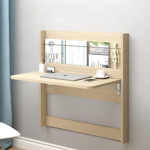 Folding wall shelf, floating laptop desk, foldable hanging desk shelf, multifunctional computer workstation with storage compartment, space-saving home office Multi-scene applications, easy to fold
