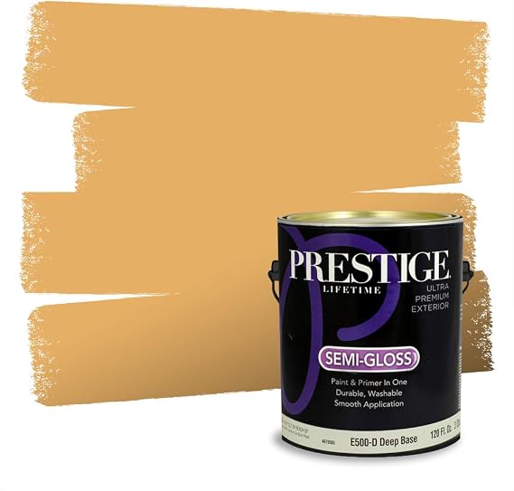 PRESTIGE Paints Exterior Paint and Primer In One, 1-Gallon, Semi-Gloss, Comparable Match of Behr* Lamplit*