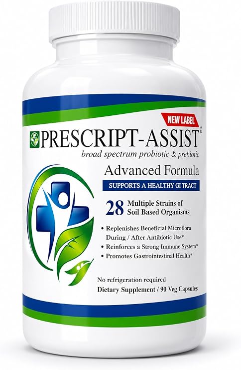 Prescript-Assist Prebiotics & Probiotics for Digestive & Immune Health with No Pea Protein for Quick Absorption - Advanced Plant-Based, Vegan, Support Muscle Recovery & Gut Health, 90 Capsules