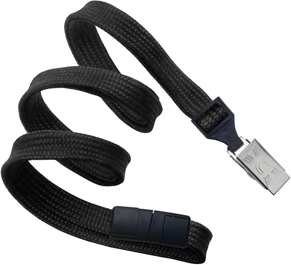 ID Card Pros Premium Flat Woven Lanyards with Breakaway, 36 inch, 25 Pack, J-Hook, Split Ring, Bulldog Clip, Multiple Colors
