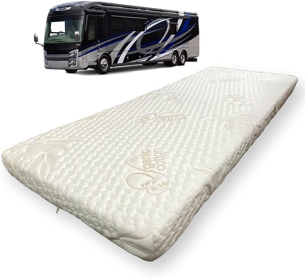 Foamma 7 x 48 x 80 Memory Foam Mattress for RV with Water Resistant Organic Cotton Cover, Firm High Density Foam Base, USA Made, CertiPUR-US Certified